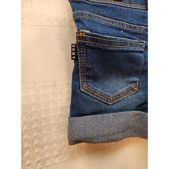 DKNY Girls' Short Size 4 Blue Denim Jeans Super Stretch Adjustable Waist Band - Picture 2 of 5